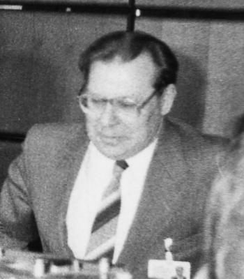 Valery Legasov photographed at the IAEA Chernobyl Post-Accident Review Meeting in Vienna, August 1986